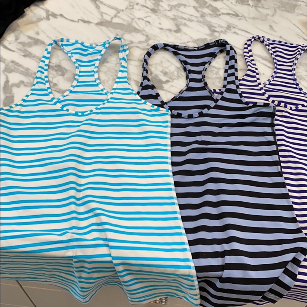 3 luluemon razor back size 8 tops